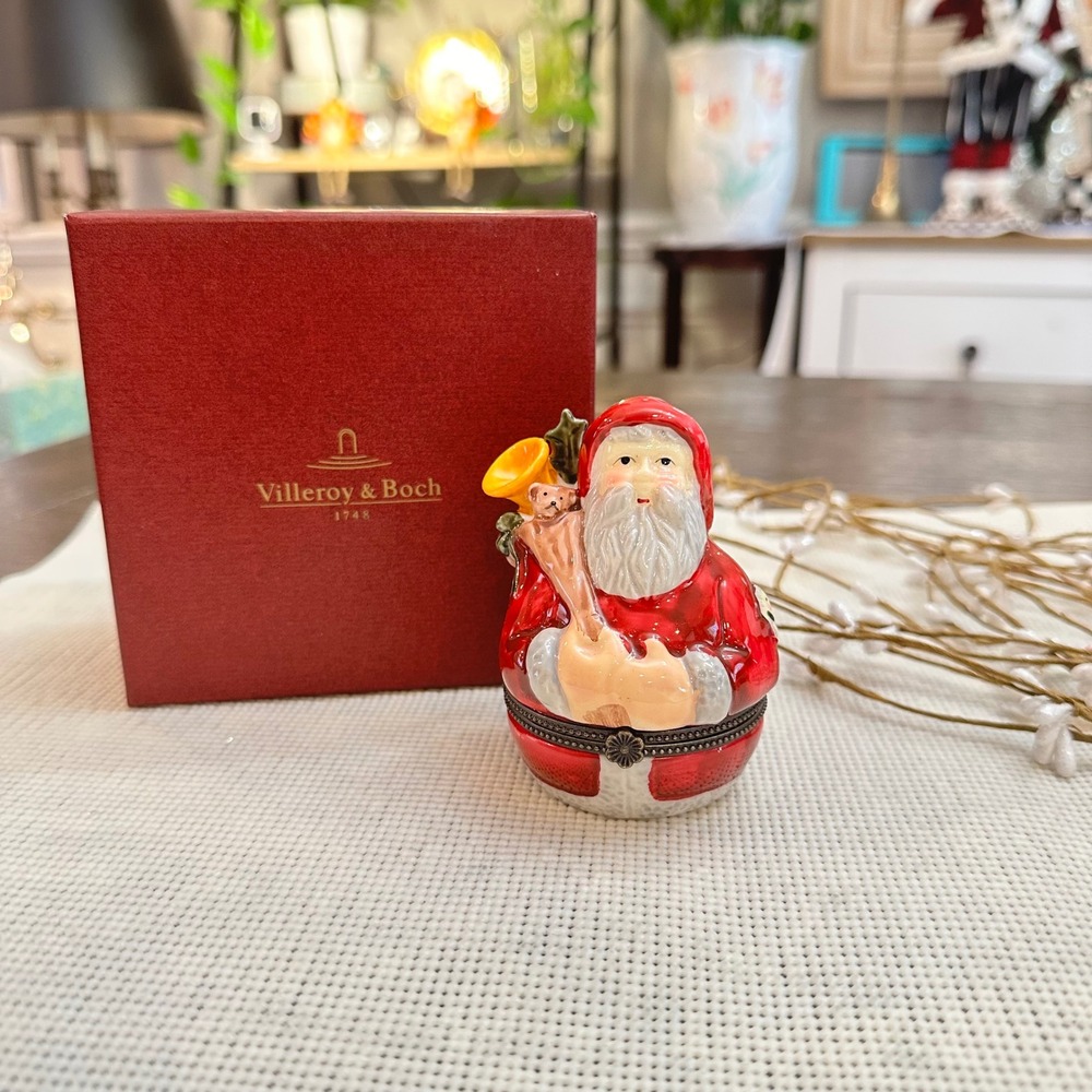 Villeroy & Boch Santa's Treats porcelain hinged trinket‎ box Ornament Decor